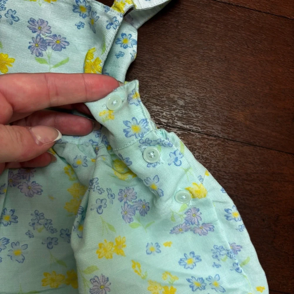 Vintage Gymboree Floral Linen Blend Two Piece Dress
